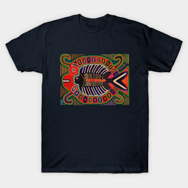 Kuna Indian Flying Fish Mola T-Shirt by Esprit-Mystique